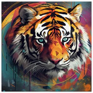 Tiger Colorful Abstract Canvas Print - 50x50 cm / 20x20″, Thick