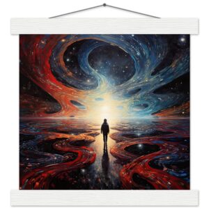 Infinity Abstract Art Print with Hanger - 25x25 cm / 10x10″, White wall hanger
