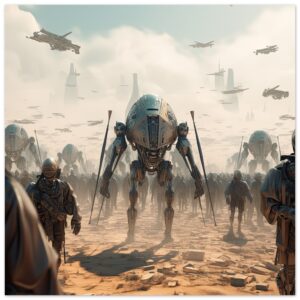 Future War Sci-Fi Metal Print - 60x60 cm / 24x24″