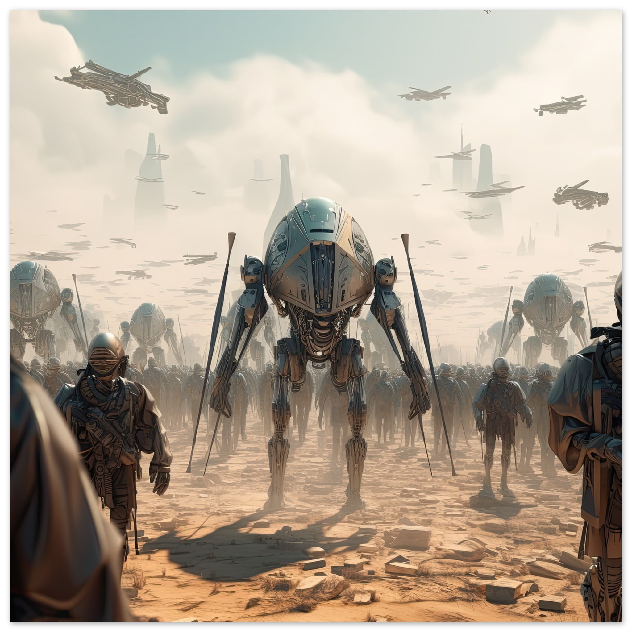 Future War Sci-Fi Metal Print – 60×60 cm / 24×24″