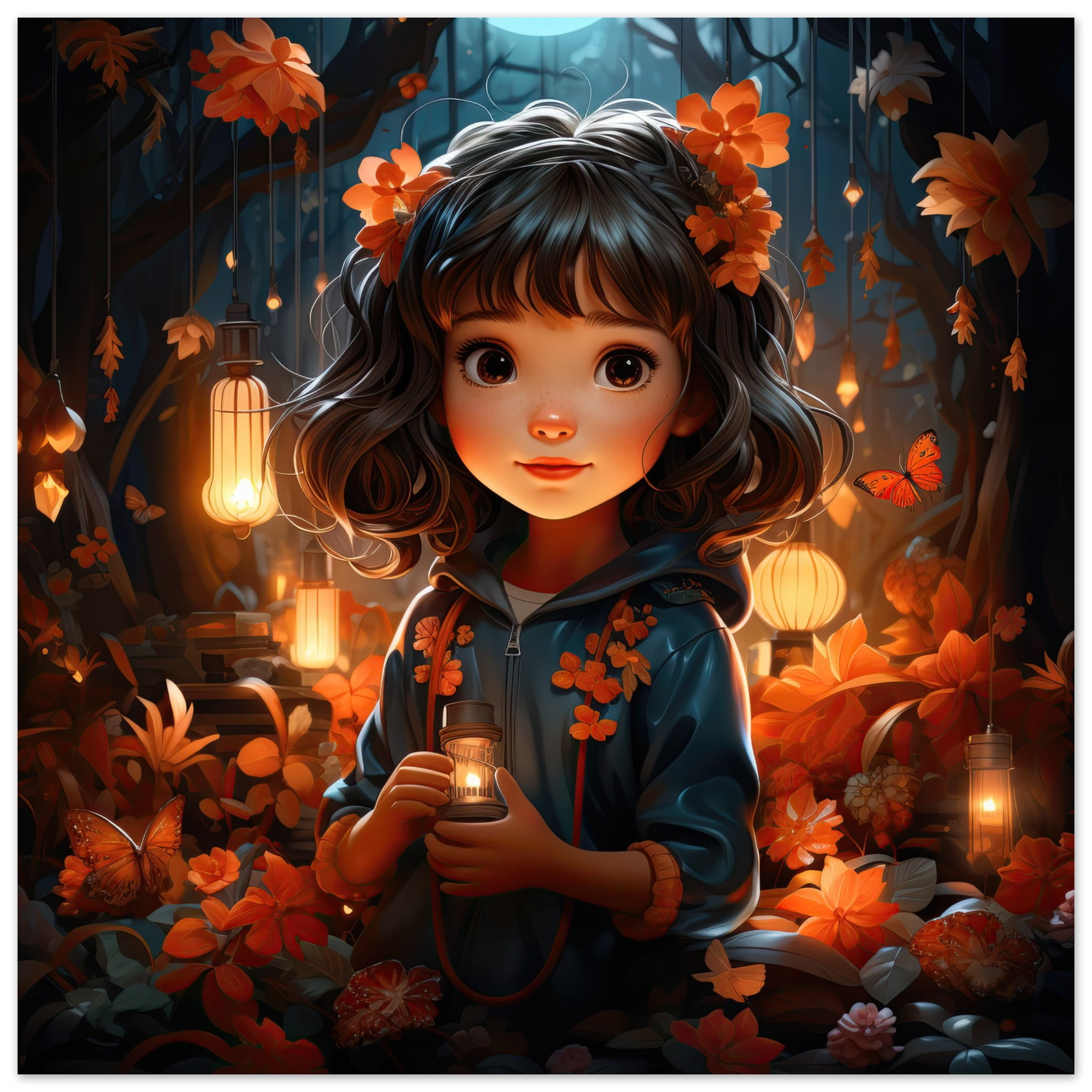 Enchanted World – Girl – Art Poster – 70×70 cm / 28×28″