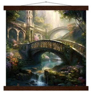 Bridge to the Kingdom of Paradise Art Print with Hanger - 40x40 cm / 16x16″, Dark wood wall hanger