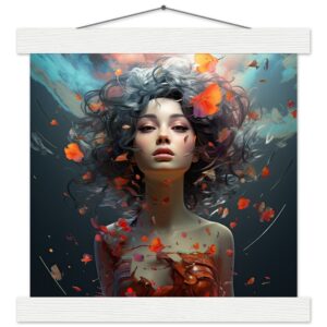 Digital Art - Girl Beautiful Abstract - Art Print with Hanger - 25x25 cm / 10x10″, White wall hanger