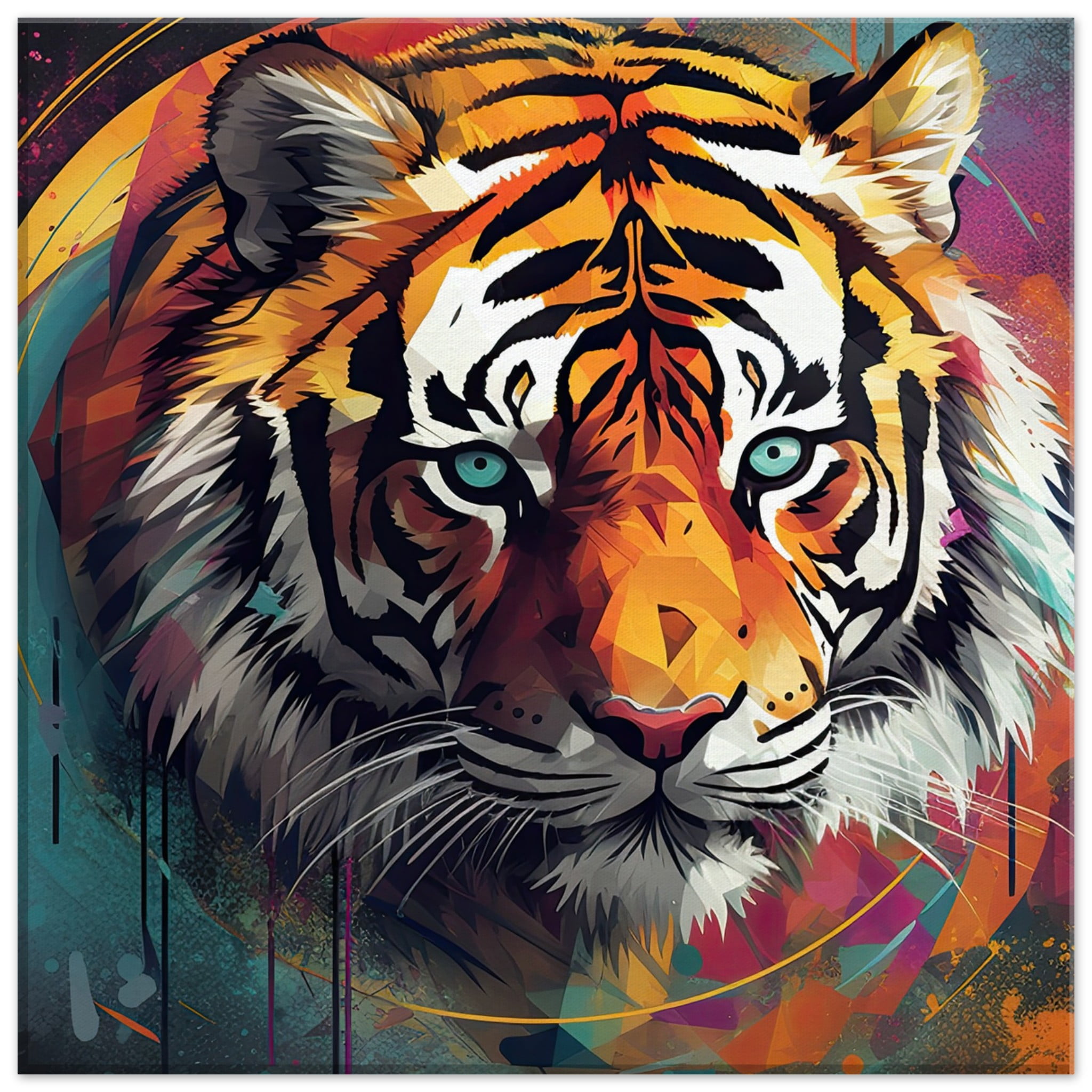 Tiger Colorful Abstract Canvas Print – 40×40 cm / 16×16″, Thick