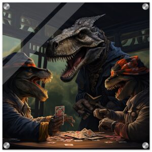 Tyrannosaurus Rex Poker Acrylic Print - 50x50 cm / 20x20″