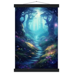 Path Through the Magic Forest Art Print with Hanger - 30x45 cm / 12x18″, Black wall hanger