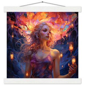 Lovely Lanterns and Colors Art Print with Hanger - 30x30 cm / 12x12″, White wall hanger