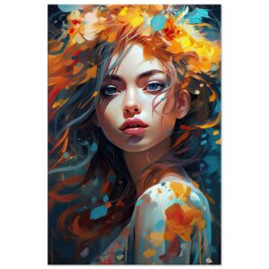 Girl Painted in Color Art Canvas Print - 50x75 cm / 20x30″, Slim