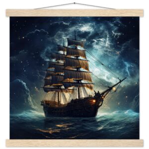 Fantastic Voyage Art Print with Hanger - 40x40 cm / 16x16″, Natural wood wall hanger