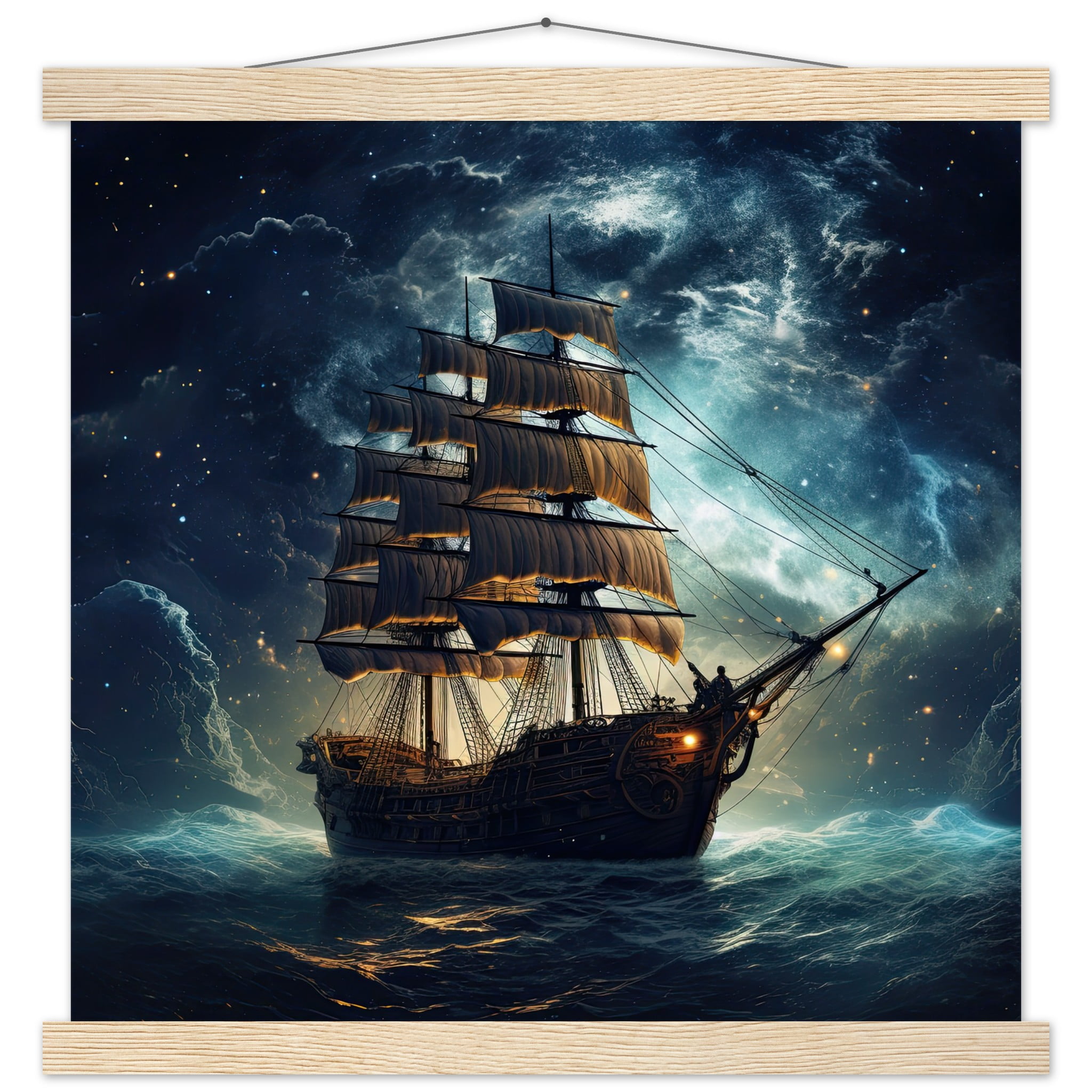 Fantastic Voyage Art Print with Hanger – 40×40 cm / 16×16″, Natural wood wall hanger
