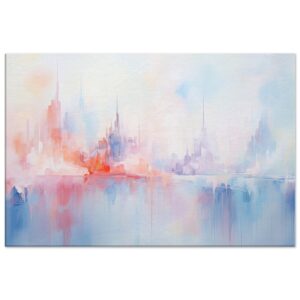 Pastel Abstract City Skyline Canvas Print - 50x75 cm / 20x30″, Thick