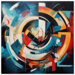 Abstract Colorful Painted Blue Metal Print