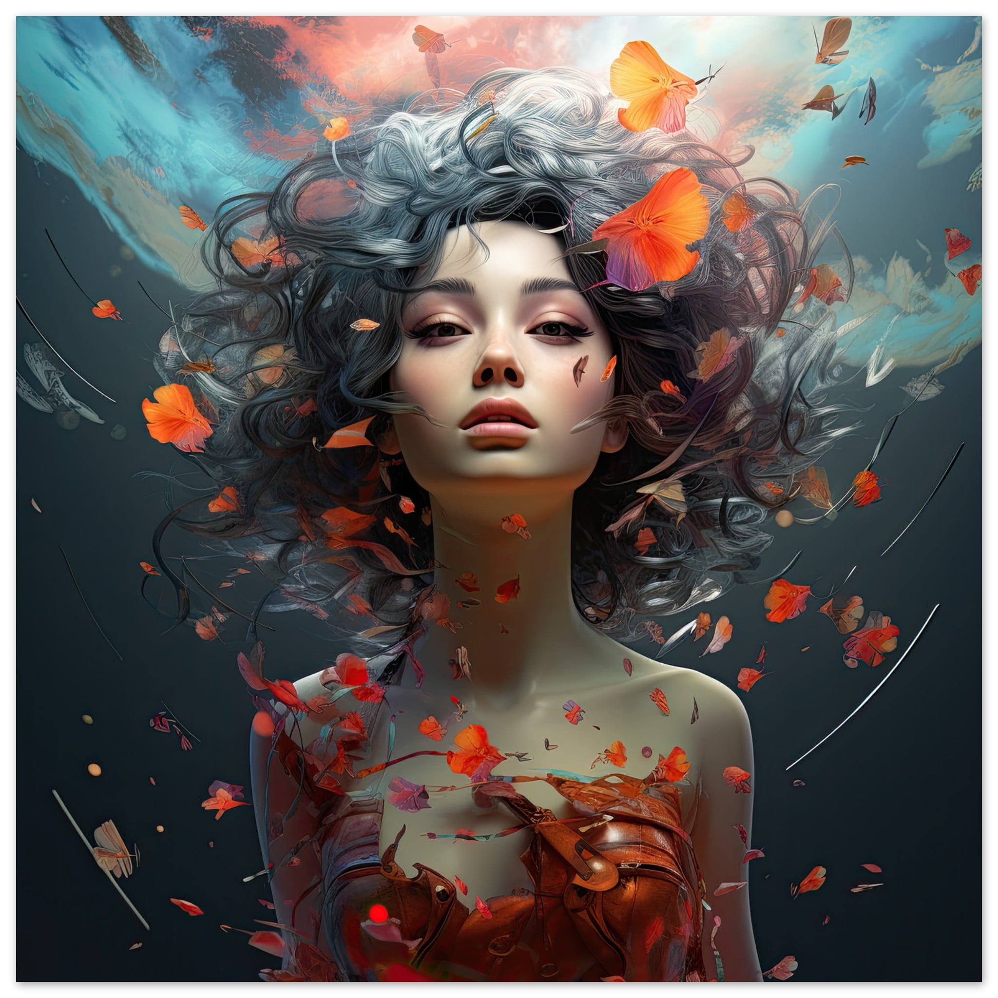 Digital Art – Girl Beautiful Abstract – Art Poster – 30×30 cm / 12×12″