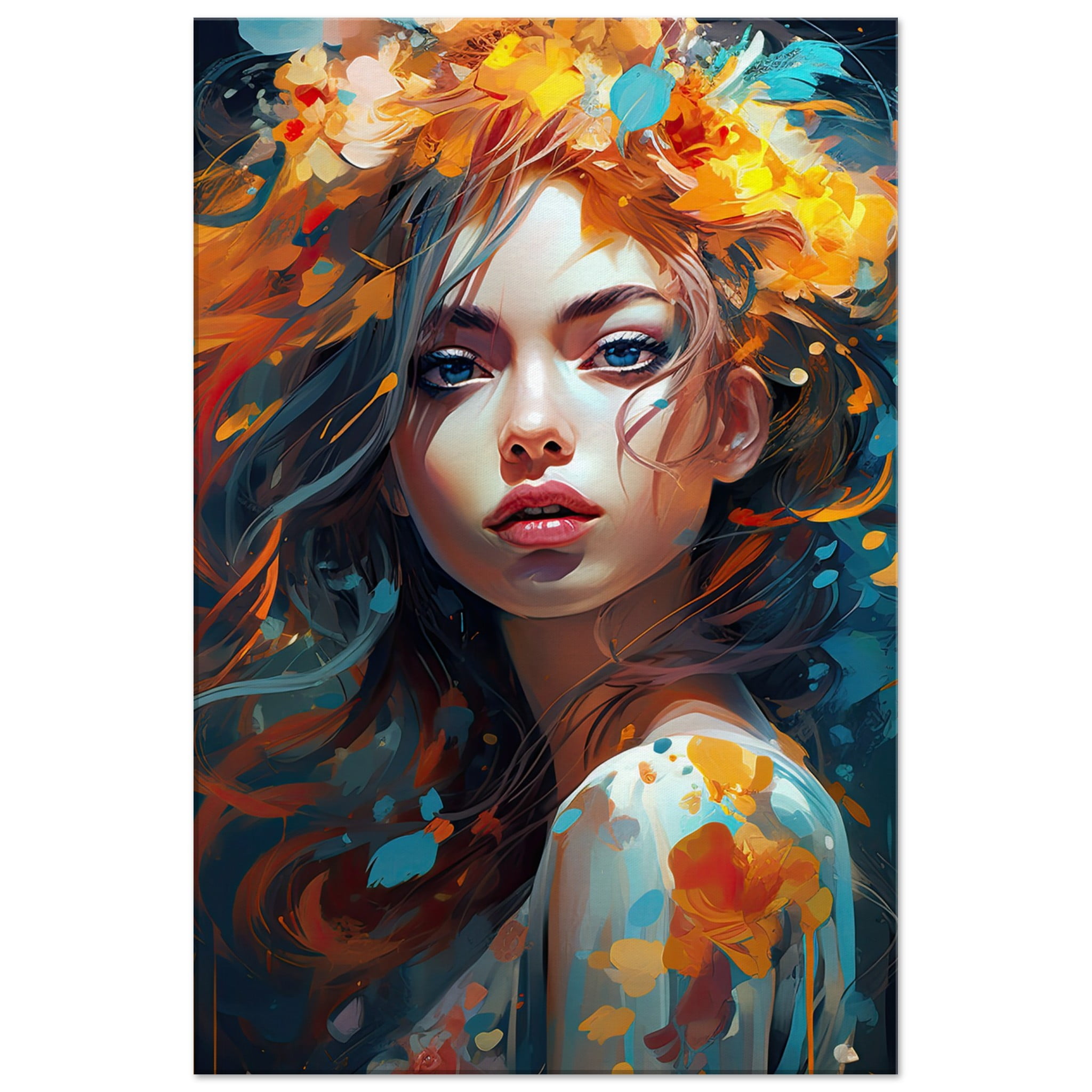 Girl Painted in Color Art Canvas Print
