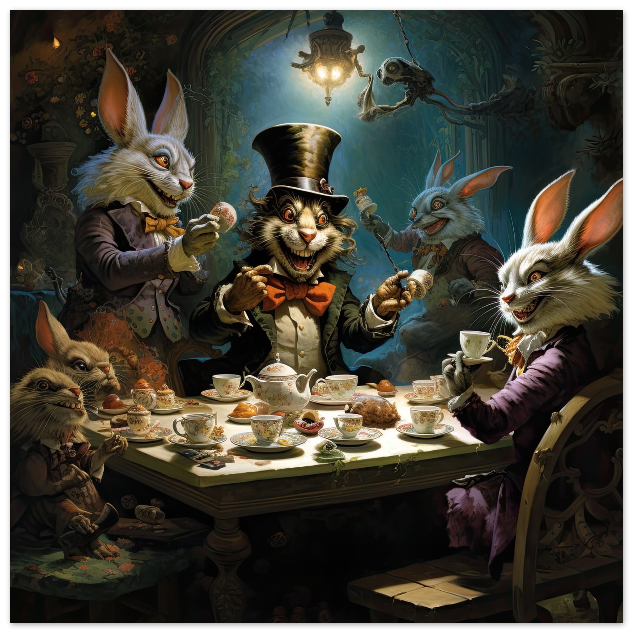 Mad Hatter’s Tea Party Art Poster – 25×25 cm / 10×10″