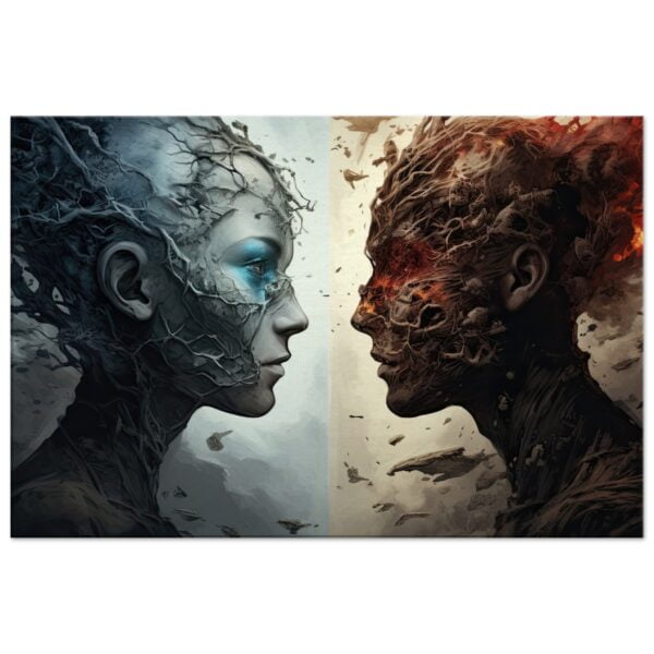 Duality of the Soul - Fire and Ice - Canvas Print - 60x90 cm / 24x36″, Thick
