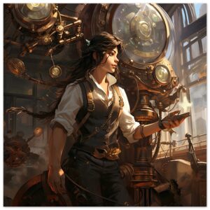 Steampunk Princess Art Metal Print - 20x20 cm / 8x8″