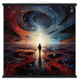 Infinity Abstract Art Print with Hanger - 70x70 cm / 28x28″, Black wall hanger