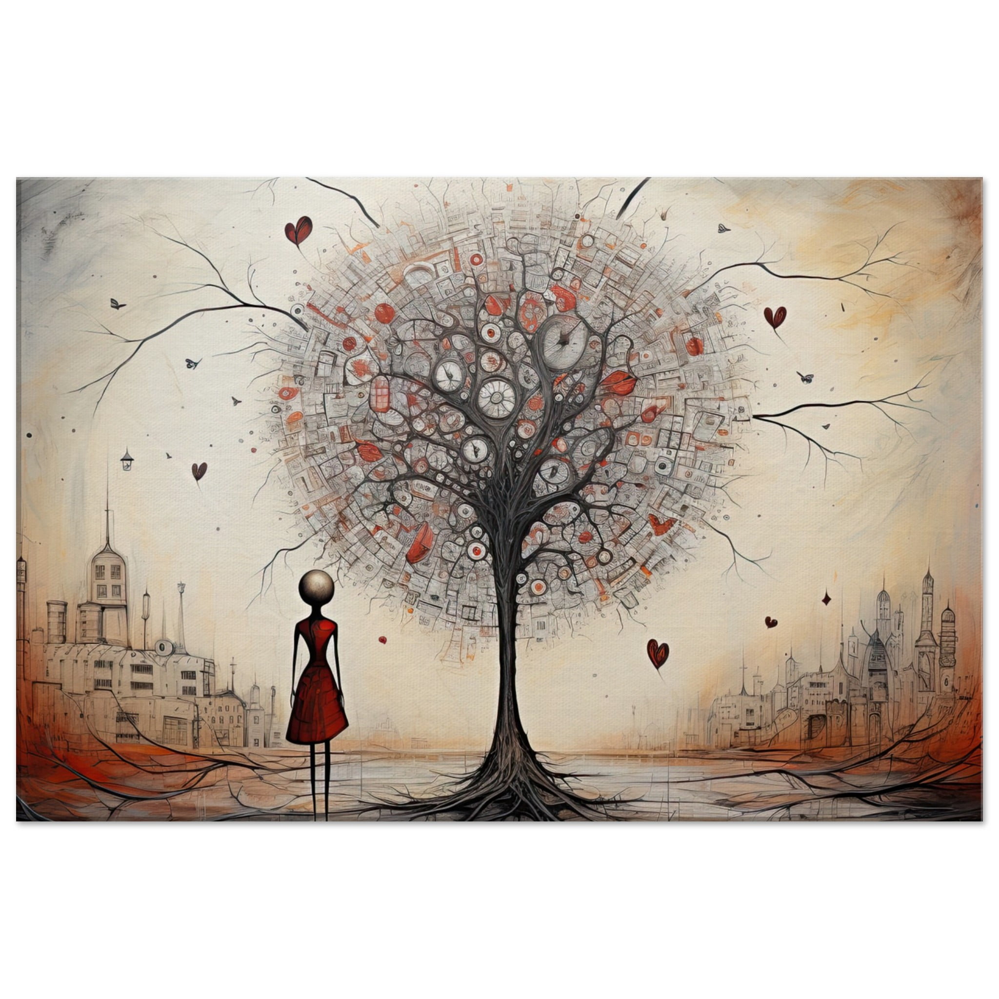 Heart Tree of Desire – Abstract Art Canvas Print – 50×75 cm / 20×30″, Thick