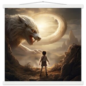 The Boy and the Chimera Art Print with Hanger - 50x50 cm / 20x20″, White wall hanger