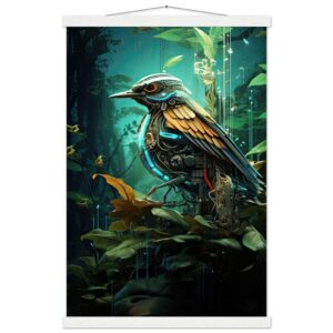Robotic Bird - Nature - Art Print with Hanger - 40x60 cm / 16x24″, White wall hanger