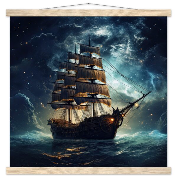Fantastic Voyage Art Print with Hanger - 50x50 cm / 20x20″, Natural wood wall hanger