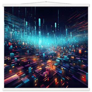 High Speed Data Art Print with Hanger - 70x70 cm / 28x28″, White wall hanger
