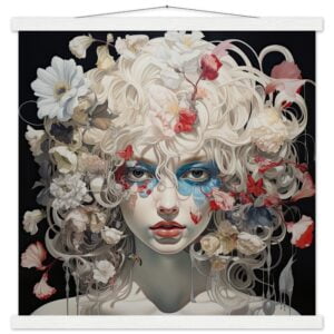 Flower Girl Art Print with Hanger - 50x50 cm / 20x20″, White wall hanger