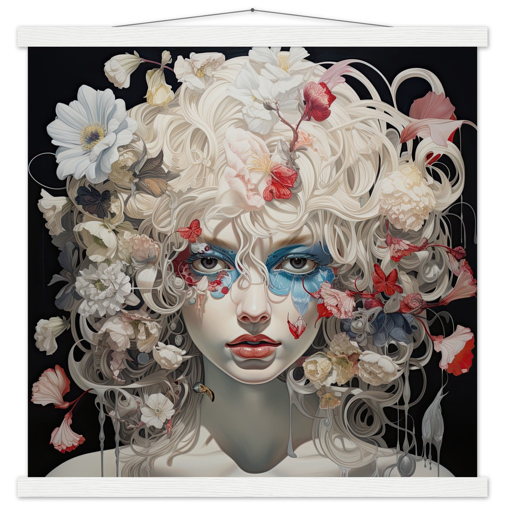 Flower Girl Art Print with Hanger – 50×50 cm / 20×20″, White wall hanger