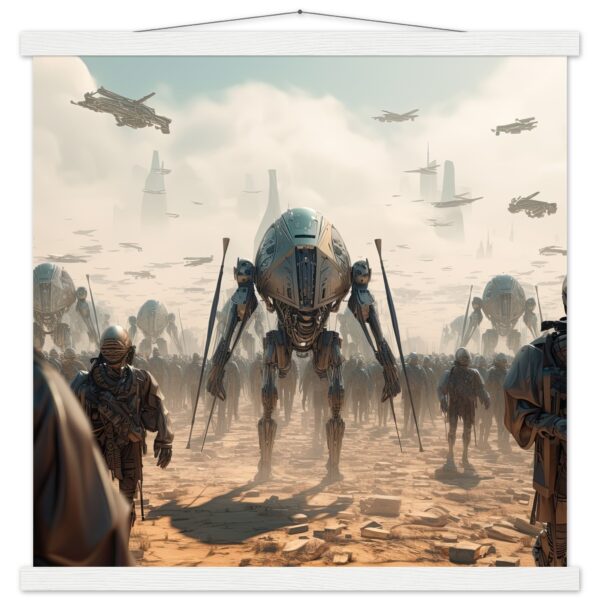 Future War Sci-Fi Art Print with Hanger - 50x50 cm / 20x20″, White wall hanger