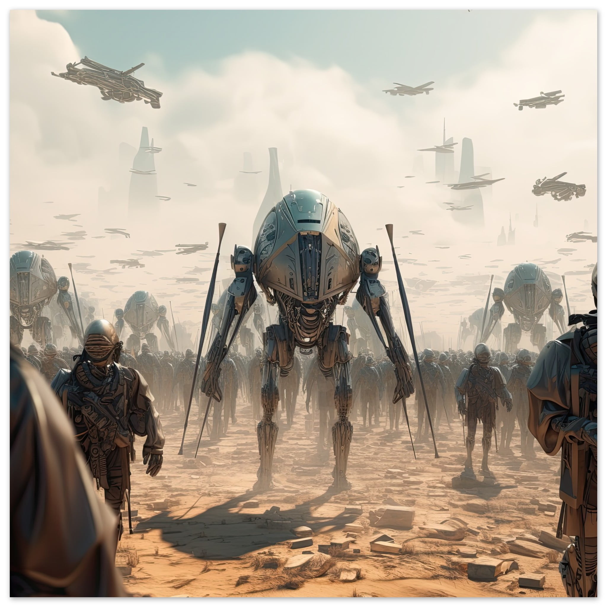 Future War Sci-Fi Metal Print – 40×40 cm / 16×16″