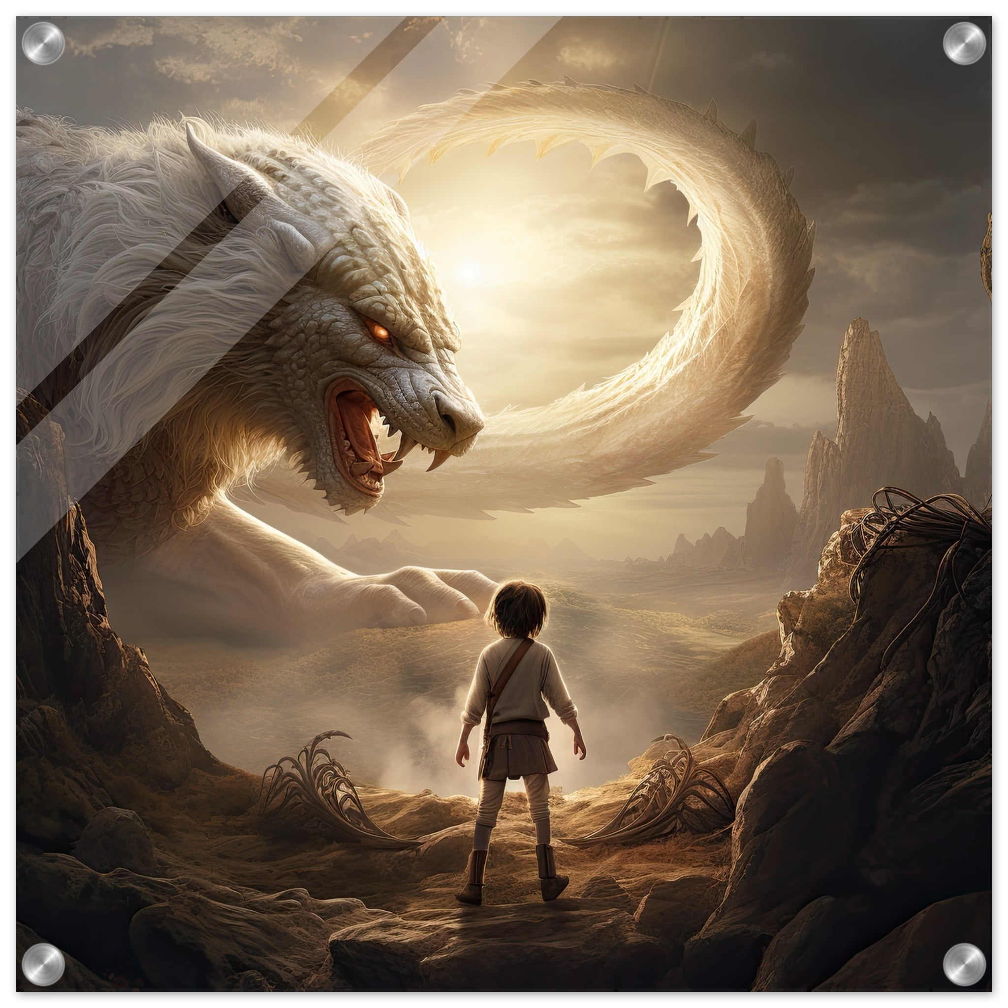 The Boy and the Chimera Acrylic Print – 50×50 cm / 20×20″