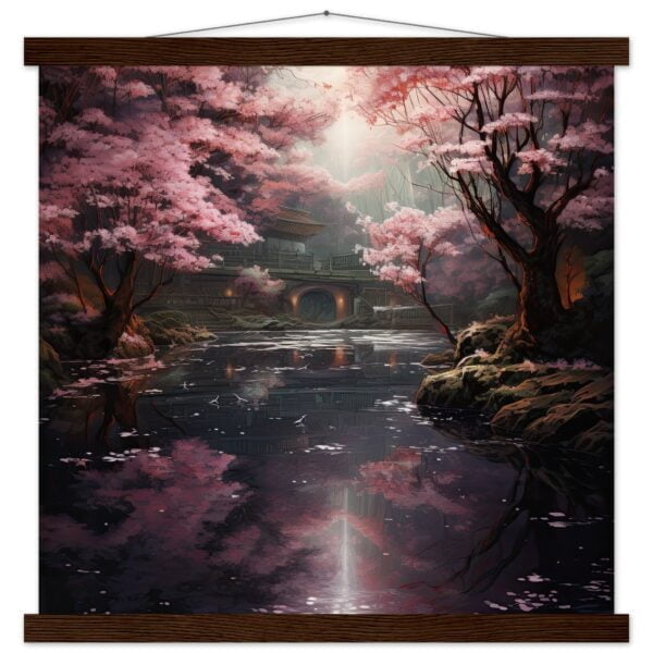 Secret Cherry Blossom Temple Art Print with Hanger