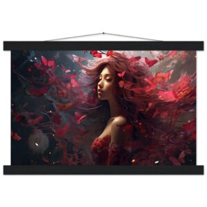 Crimson Reverie Beautiful Art Print with Hanger - 30x45 cm / 12x18″, Black wall hanger