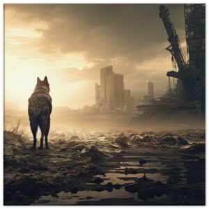 Lone Wolf Post-Apocalyptic Canvas Print - 50x50 cm / 20x20″, Thick