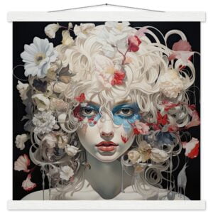 Flower Girl Art Print with Hanger - 45x45 cm / 18x18″, White wall hanger