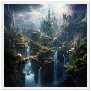 Elven Kingdom Fantasy Landscape Framed Print