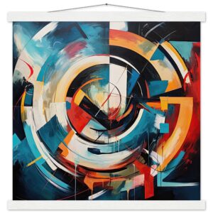 Abstract Colorful Painted Blue Art Print with Hanger - 45x45 cm / 18x18″, White wall hanger