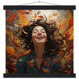 Pure Happiness Art Print with Hanger - 35x35 cm / 14x14″, Black wall hanger