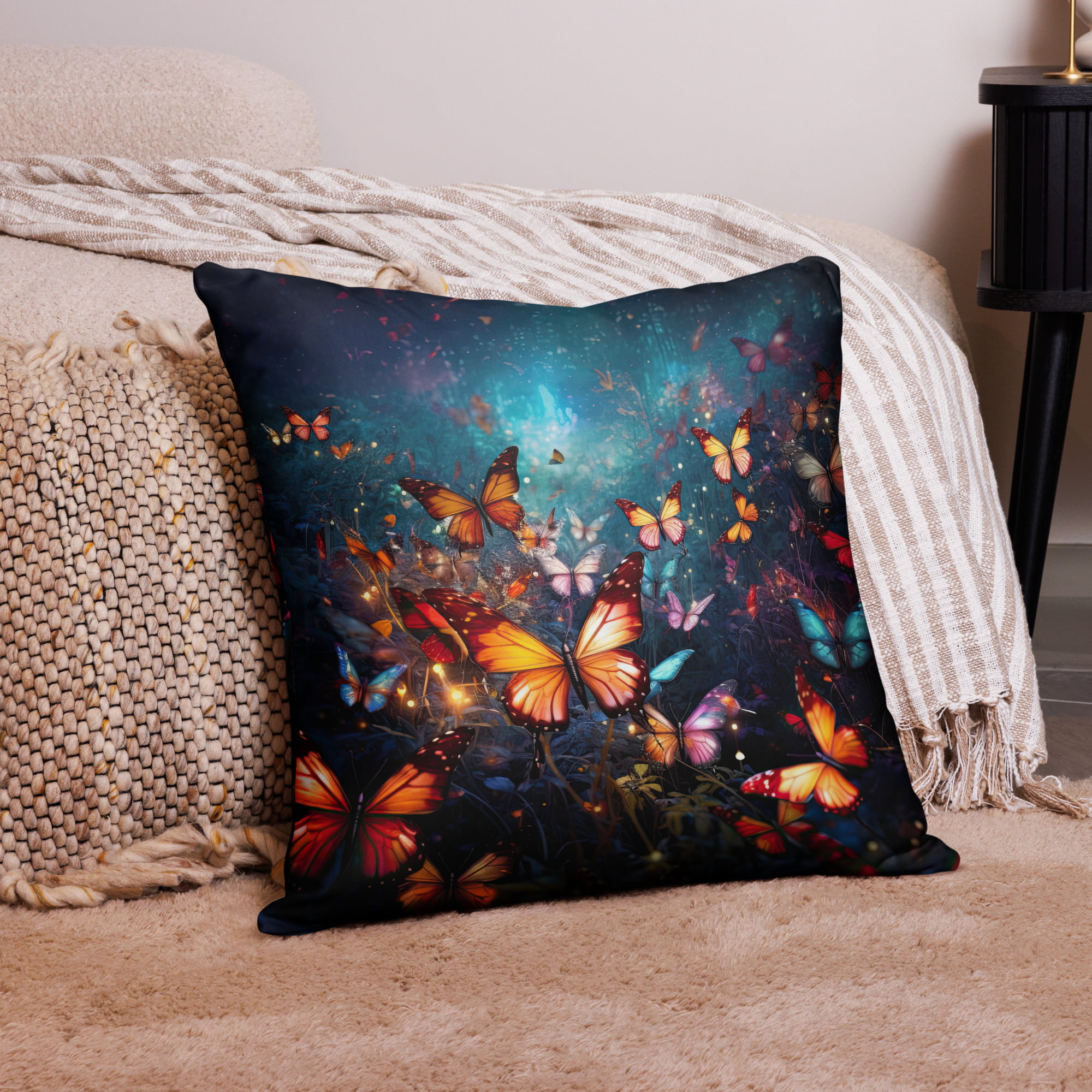 Butterflies of Light Throw Pillow – 22×22