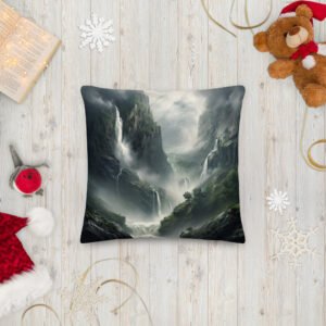 Mountain Waterfalls Premium Throw Pillow - Image 4