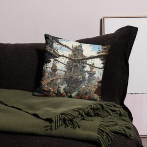 Surreal City Premium Throw Pillow - Image 3