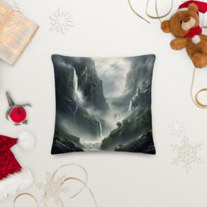 Mountain Waterfalls Premium Throw Pillow - Image 3