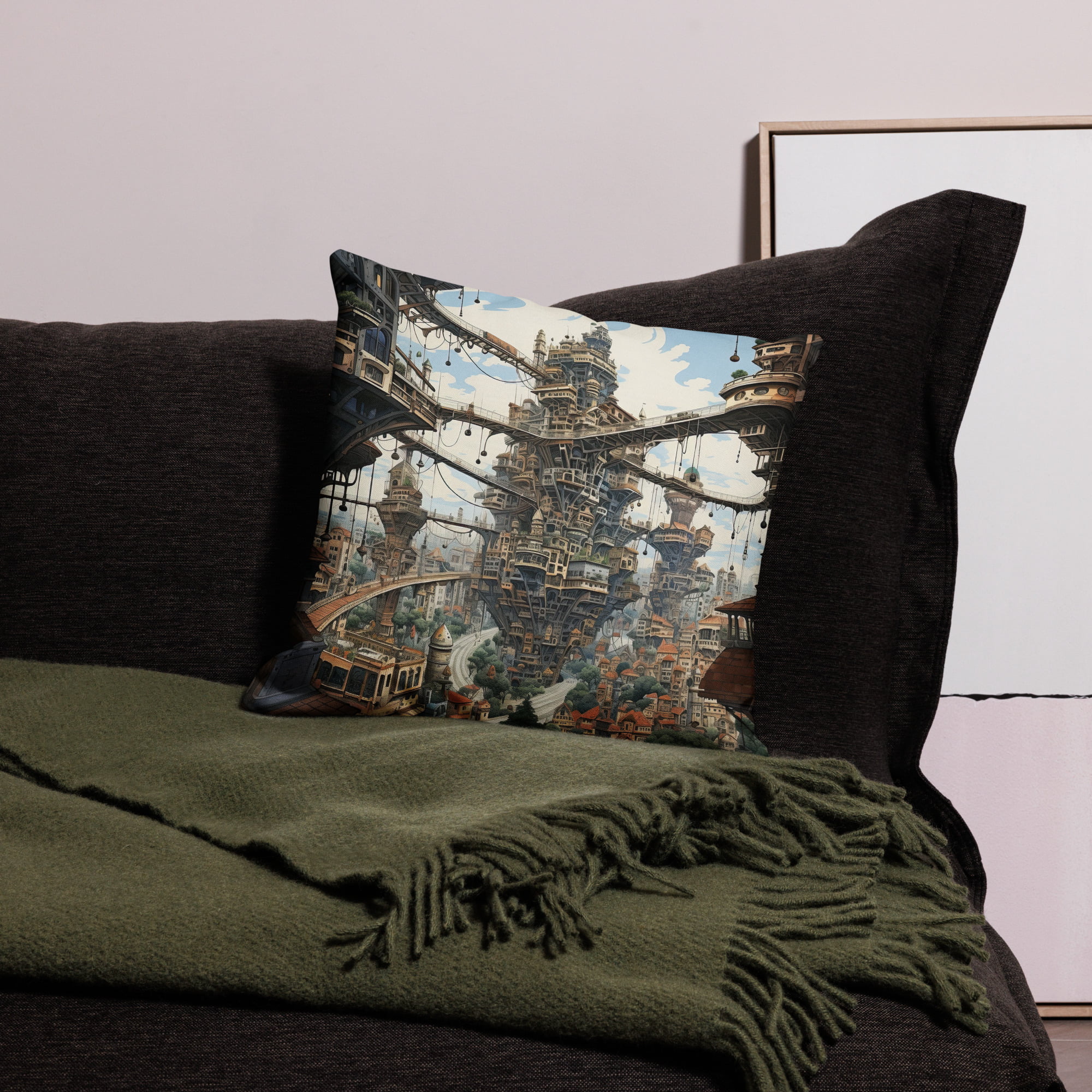 Surreal City Premium Throw Pillow – 18×18