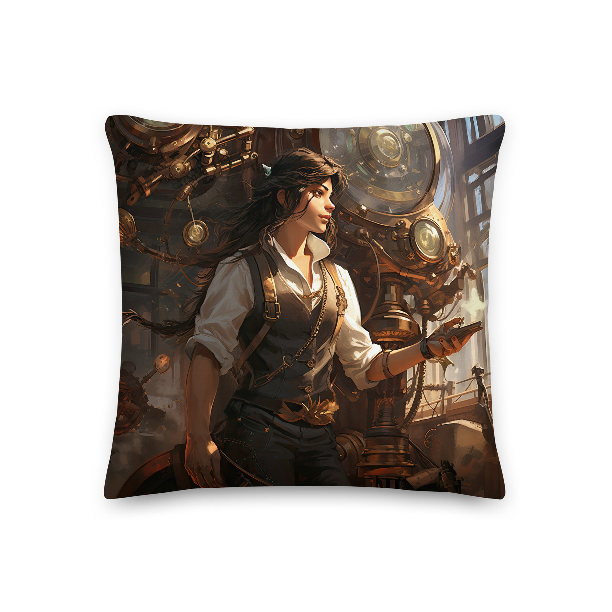 Steampunk Princess Premium Throw Pillow - 18×18