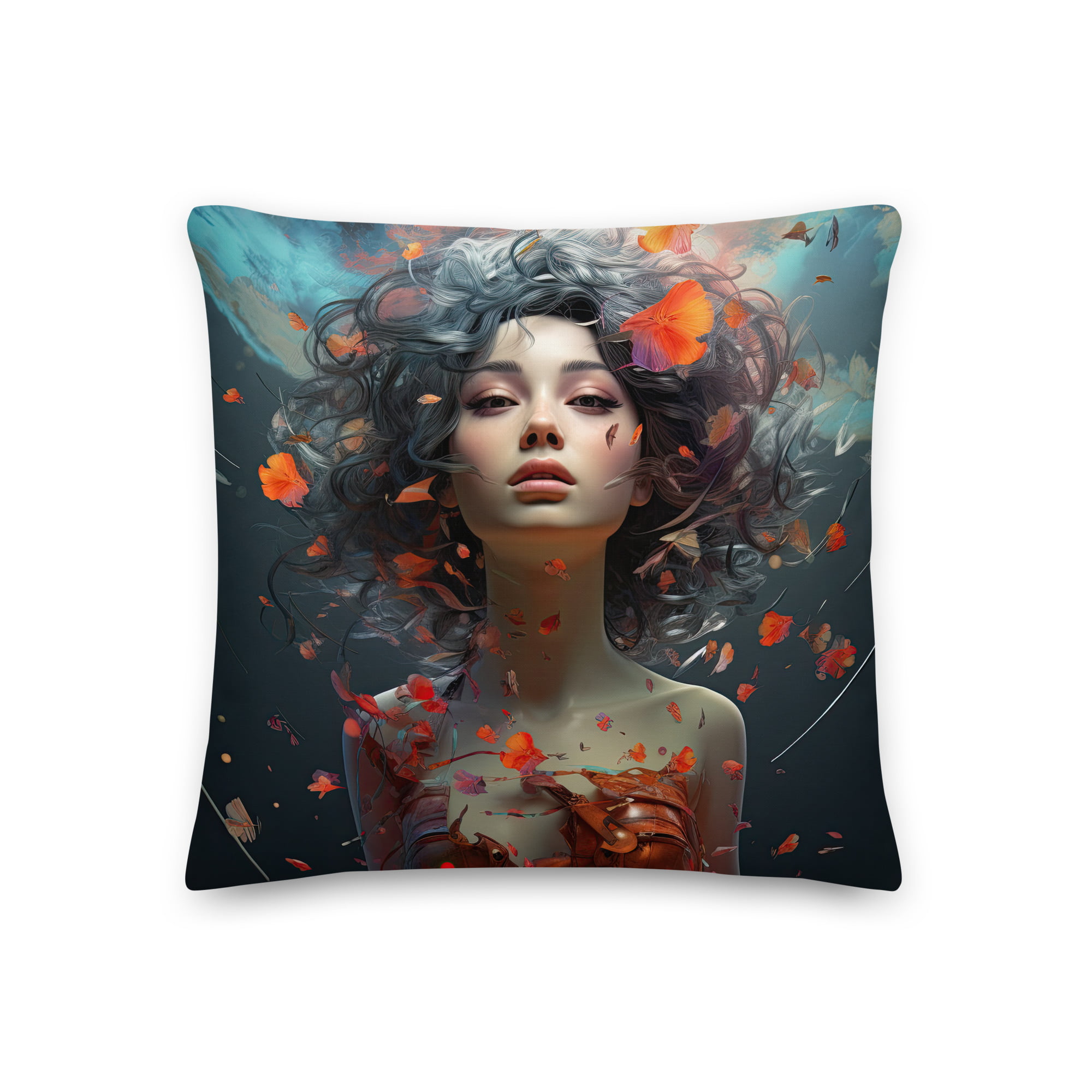 Digital Art – Girl Beautiful Abstract Pillow – 18×18