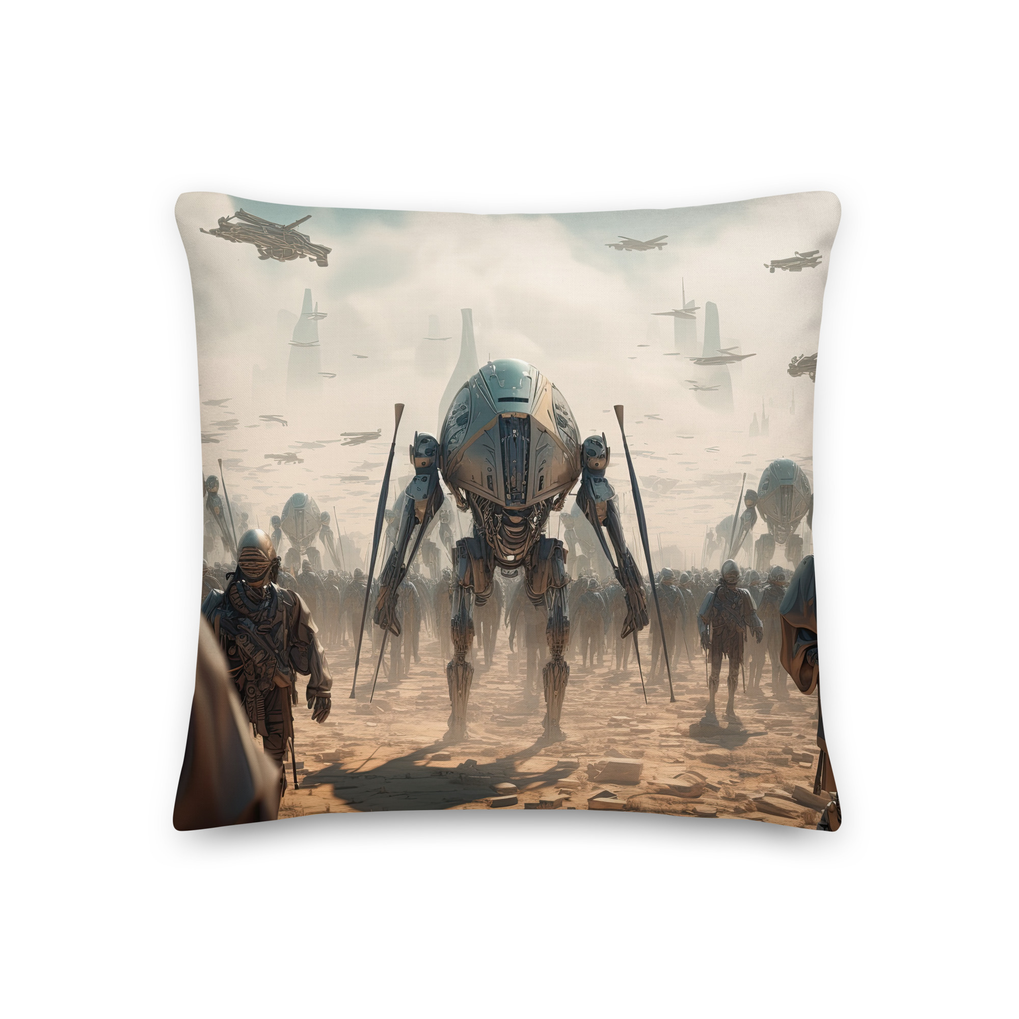 Future War Sci-Fi Throw Pillow - 18×18
