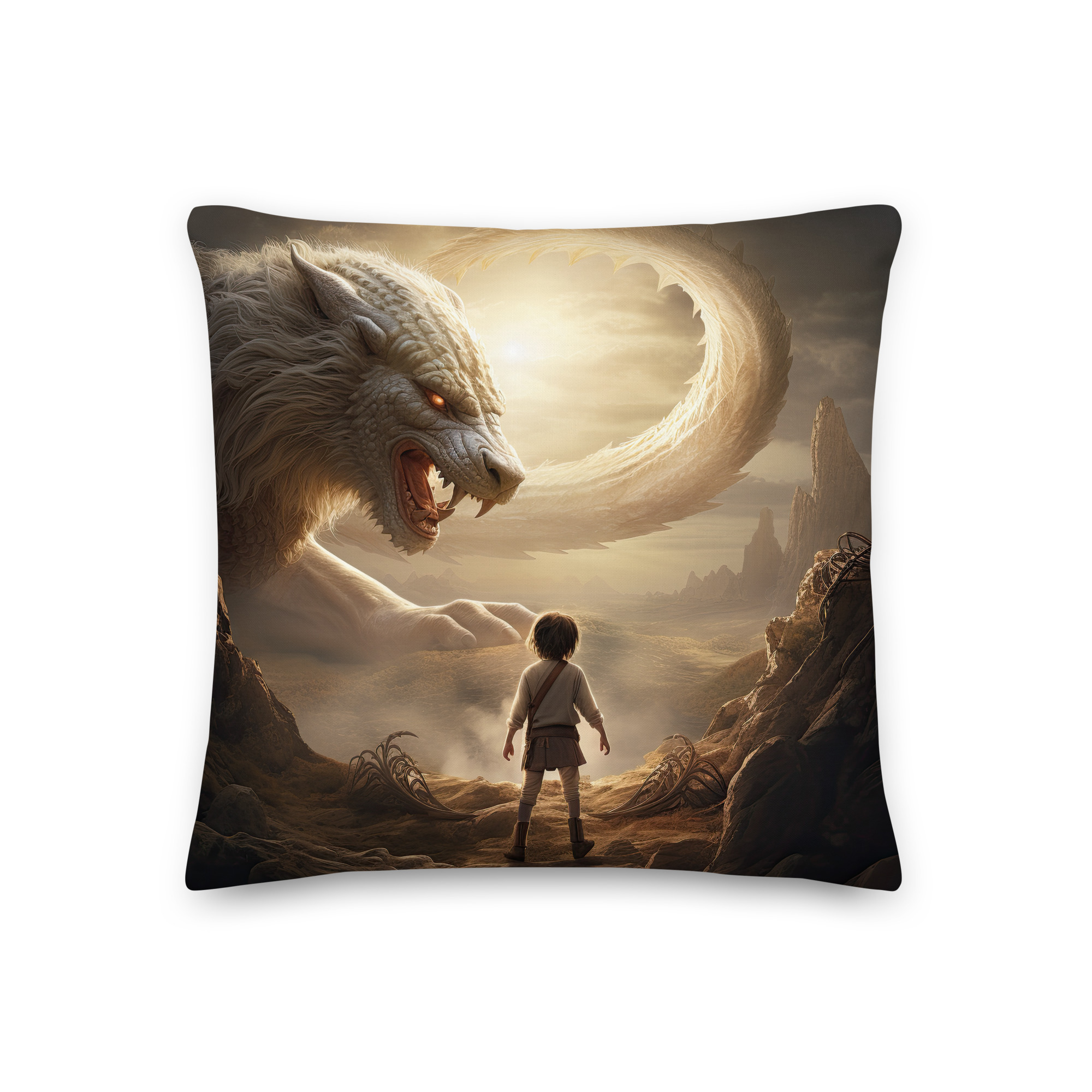 The Boy and the Chimera Throw Pillow – 18×18