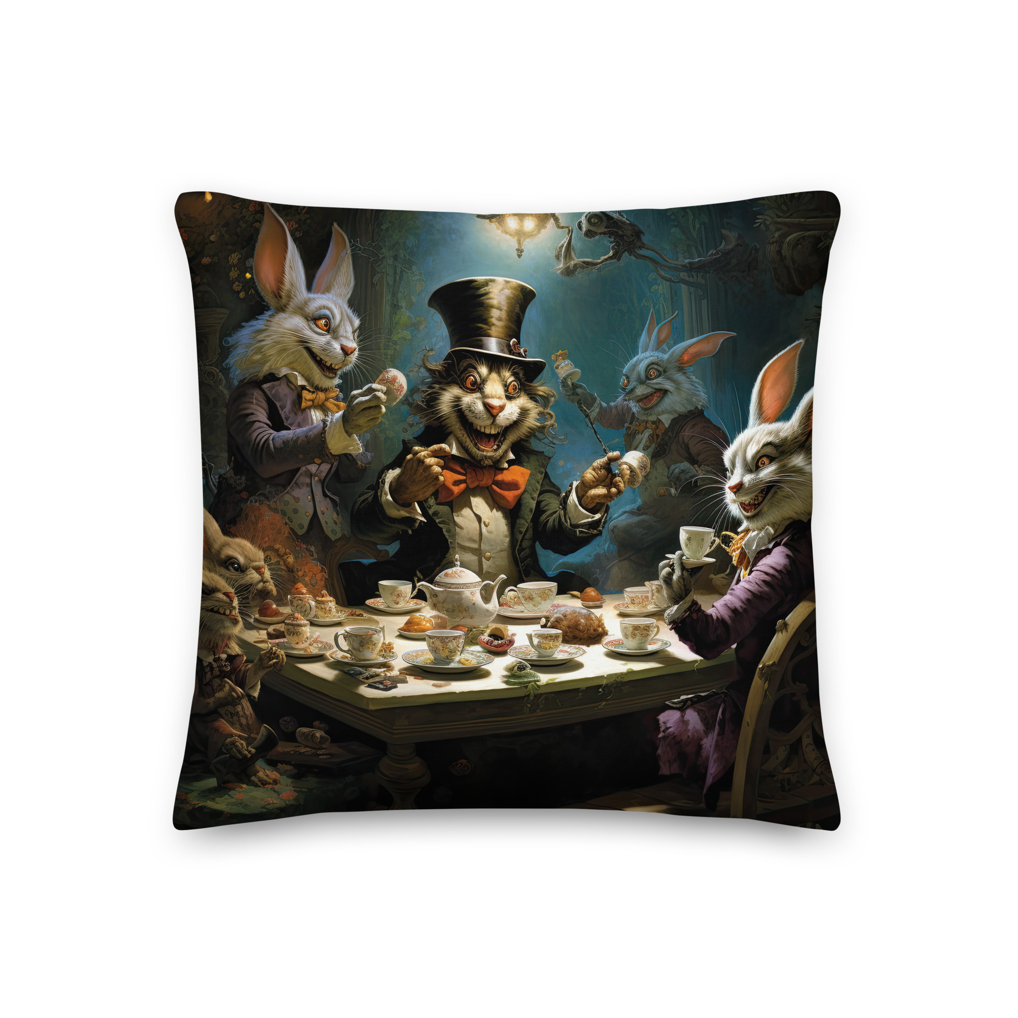 Mad Hatter’s Tea Party Throw Pillow – 18×18