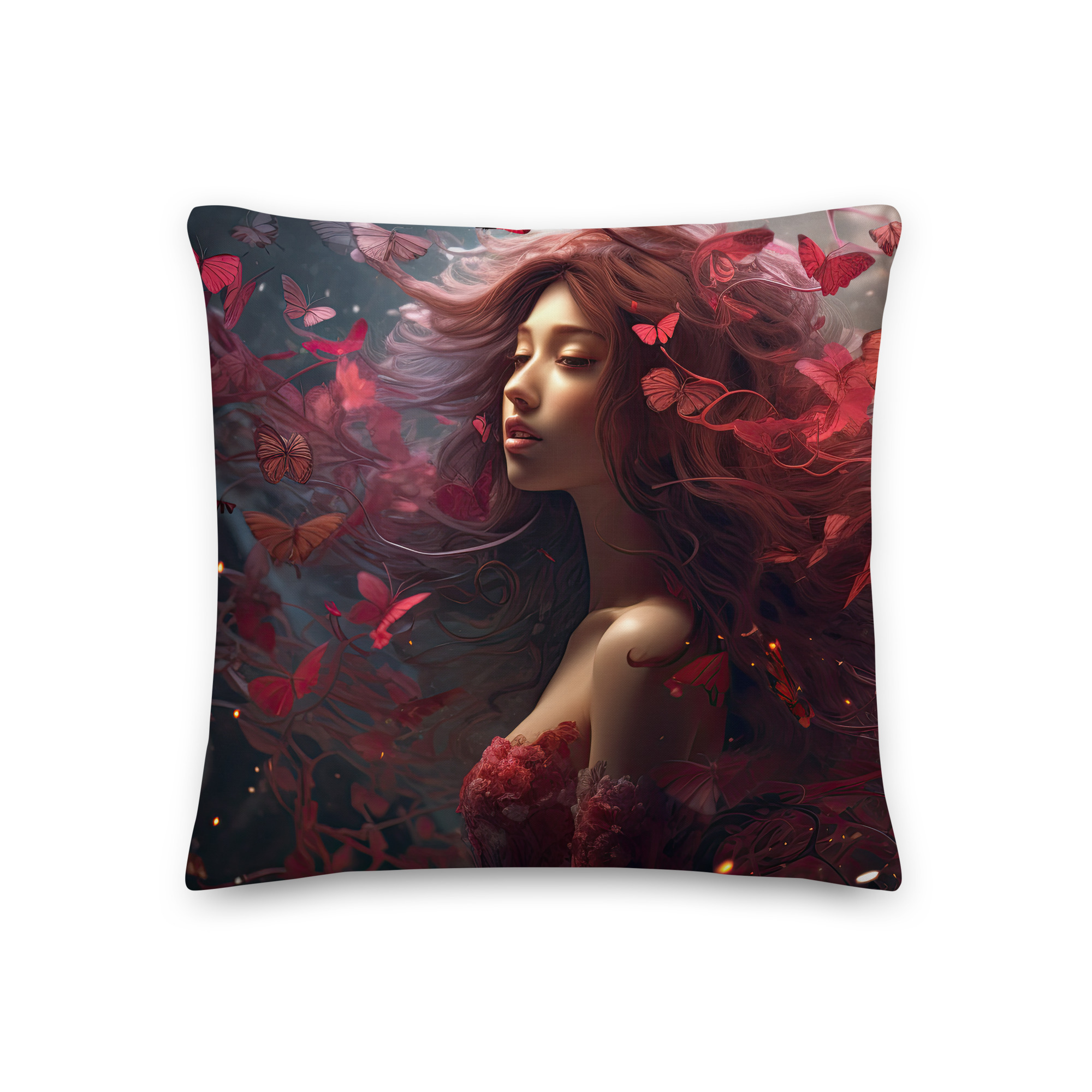 Crimson Reverie Beautiful Throw Pillow - 18×18